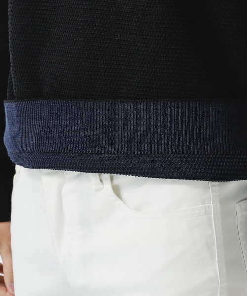 NANO universe(ナノユニバース)の「《WEB限定》シルケット鹿の子編みクルーネックニット(ニット/セーター・メンズ・ワインレッド/ブラウン/ブラック/グリーン・M/L/S/XL)」の9枚目の写真