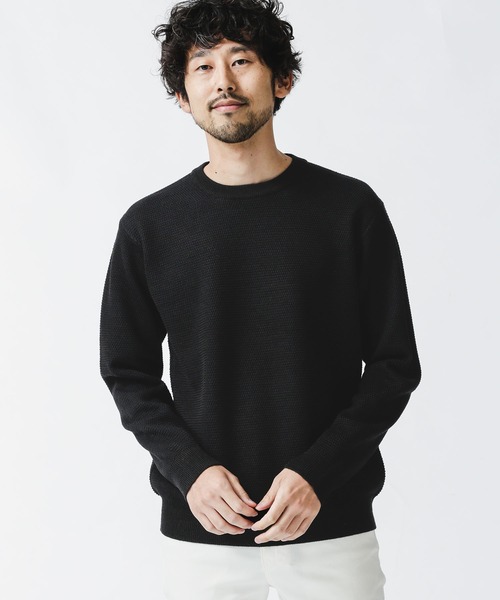 NANO universe(ナノユニバース)の「《WEB限定》シルケット鹿の子編みクルーネックニット(ニット/セーター・メンズ・ワインレッド/ブラウン/ブラック/グリーン・M/L/S/XL)」の11枚目の写真