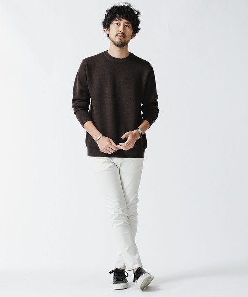 NANO universe(ナノユニバース)の「《WEB限定》シルケット鹿の子編みクルーネックニット(ニット/セーター・メンズ・ワインレッド/ブラウン/ブラック/グリーン・M/L/S/XL)」の14枚目の写真