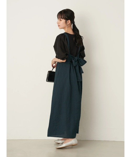 earth music&ecology（アースミュージックアンドエコロジー）の「バックリボンワンピース ＊（ジャンパースカート・レディース・ベージュ/グリーン・FREE）」の16枚目の写真