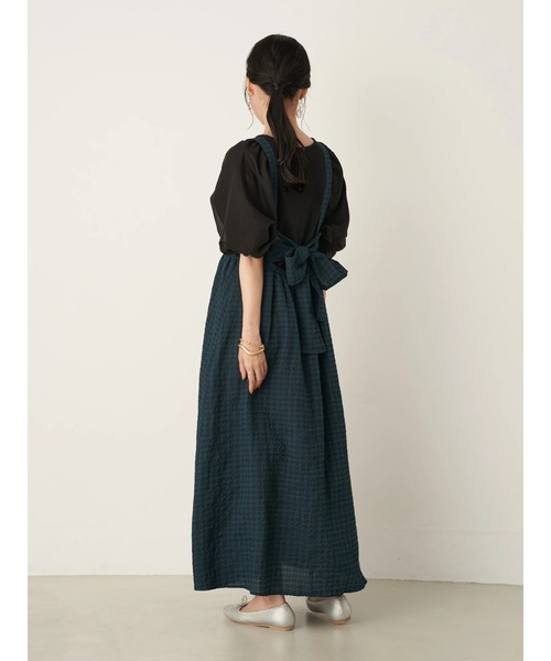 earth music&ecology（アースミュージックアンドエコロジー）の「バックリボンワンピース ＊（ジャンパースカート・レディース・ベージュ/グリーン・FREE）」の18枚目の写真