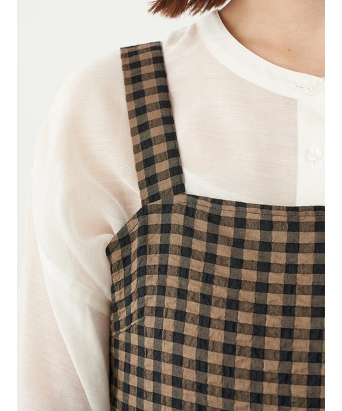 earth music&ecology（アースミュージックアンドエコロジー）の「バックリボンワンピース ＊（ジャンパースカート・レディース・ベージュ/グリーン・FREE）」の9枚目の写真