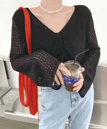 SPIGA | センターギャザーVネックニット(ニット/セーター)