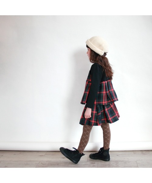 Wonder apartment（ワンダーアパートメント）の「タータンキュロット（スカート・キッズ・ブラック・140cm/160cm/150cm）」の3枚目の写真