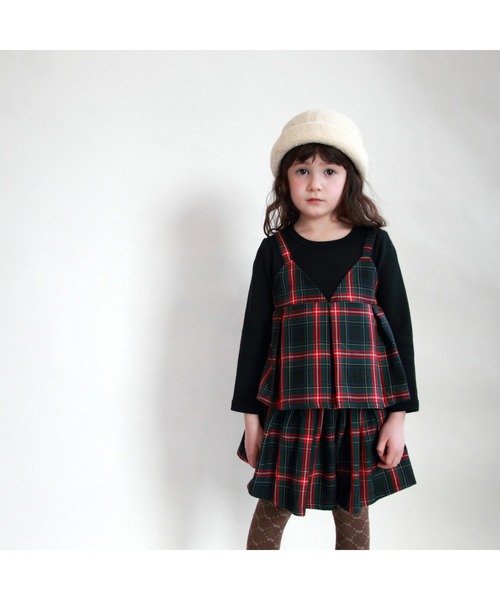 Wonder apartment（ワンダーアパートメント）の「タータンキュロット（スカート・キッズ・ブラック・140cm/160cm/150cm）」の4枚目の写真