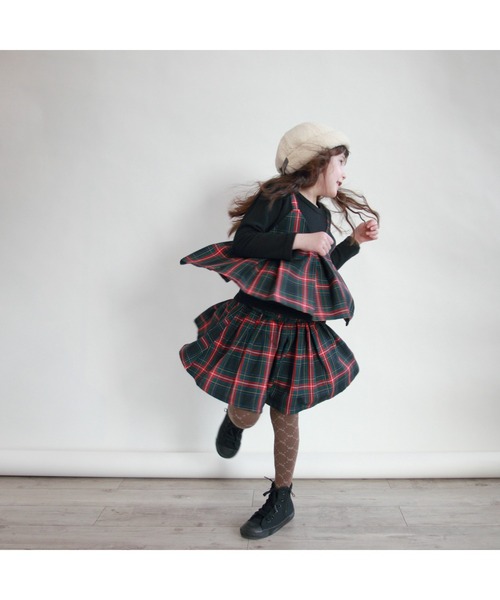 Wonder apartment（ワンダーアパートメント）の「タータンキュロット（スカート・キッズ・ブラック・140cm/160cm/150cm）」の6枚目の写真
