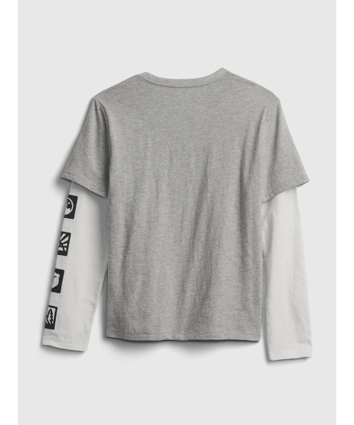GAP(ギャップ)の「2-In-1 グラフィックtシャツ (キッズ)(Tシャツ/カットソー・キッズ・オフホワイト/ヘザーグレー/ダークカーキ/ダークインディゴブルー・S/M/L/XL/XXL/XS)」の8枚目の写真