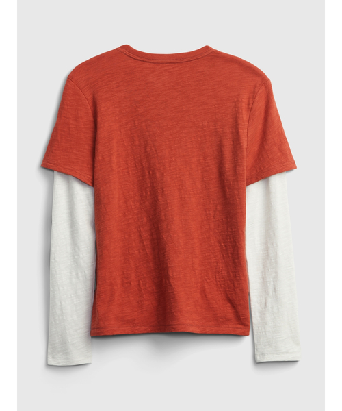 GAP(ギャップ)の「2-In-1 グラフィックtシャツ (キッズ)(Tシャツ/カットソー・キッズ・オフホワイト/ヘザーグレー/ダークカーキ/ダークインディゴブルー・S/M/L/XL/XXL/XS)」の9枚目の写真