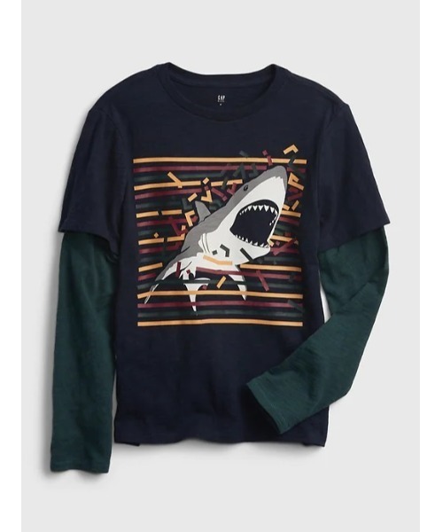 GAP(ギャップ)の「2-In-1 グラフィックtシャツ (キッズ)(Tシャツ/カットソー・キッズ・オフホワイト/ヘザーグレー/ダークカーキ/ダークインディゴブルー・S/M/L/XL/XXL/XS)」の4枚目の写真