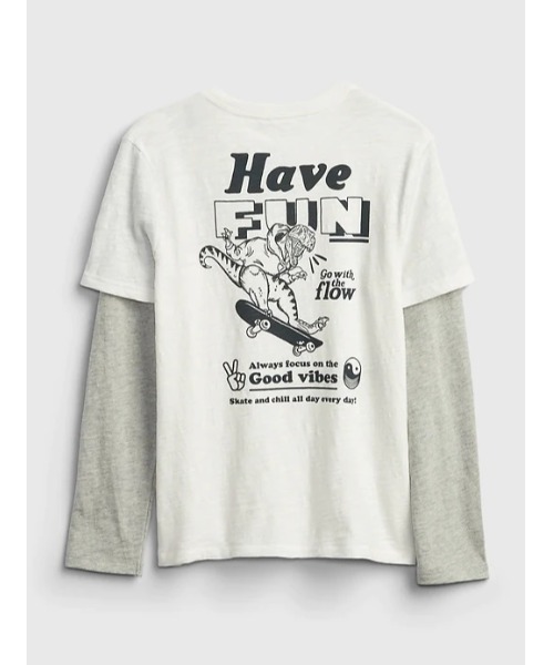GAP(ギャップ)の「2-In-1 グラフィックtシャツ (キッズ)(Tシャツ/カットソー・キッズ・オフホワイト/ヘザーグレー/ダークカーキ/ダークインディゴブルー・S/M/L/XL/XXL/XS)」の5枚目の写真