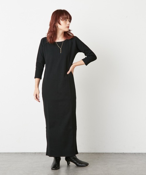 Omekashi（オメカシ）の「ラグランテレコワンピース（ワンピース・レディース・チャコールグレー/ブラック/アイボリー・36/38）」の4枚目の写真