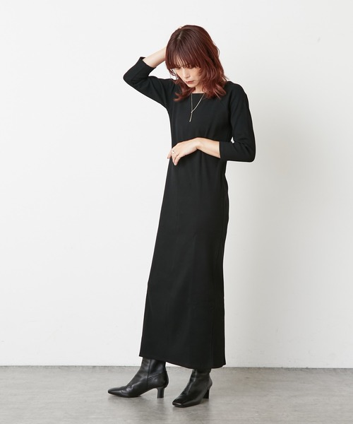 Omekashi（オメカシ）の「ラグランテレコワンピース（ワンピース・レディース・チャコールグレー/ブラック/アイボリー・36/38）」の5枚目の写真