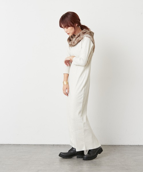 Omekashi（オメカシ）の「ラグランテレコワンピース（ワンピース・レディース・チャコールグレー/ブラック/アイボリー・36/38）」の17枚目の写真