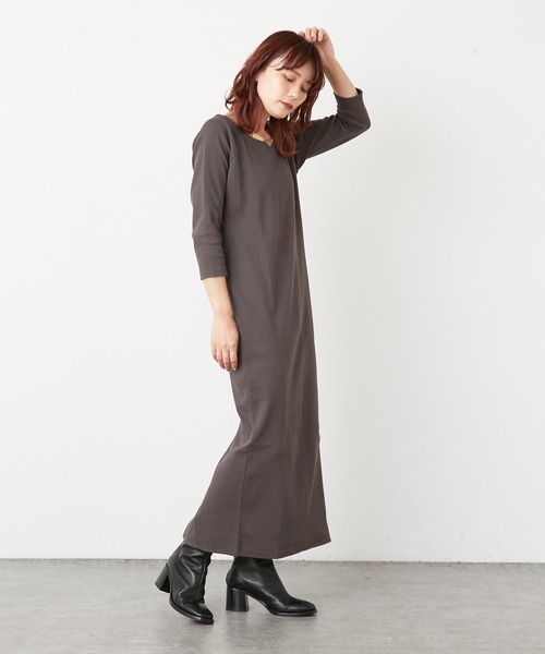 Omekashi（オメカシ）の「ラグランテレコワンピース（ワンピース・レディース・チャコールグレー/ブラック/アイボリー・36/38）」の21枚目の写真