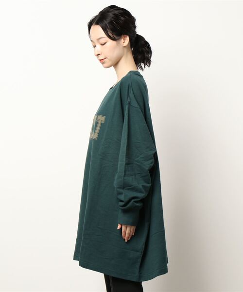 Samansa Mos2（サマンサ モスモス）の「フロッキープリントチュニック（Tシャツ/カットソー・レディース・ベージュ/ブラウン/グリーン/マスタード・ﾌﾘ-）」の6枚目の写真