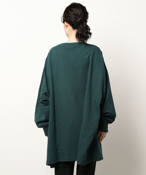 Samansa Mos2（サマンサ モスモス）の「フロッキープリントチュニック（Tシャツ/カットソー・レディース・ベージュ/ブラウン/グリーン/マスタード・ﾌﾘ-）」の5枚目の写真