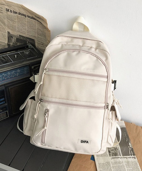 shopnikoniko（ショップニコニコ）の「リュックサック 大容量 黒 通学 韓国 高校生 大学生 トラベルバッグ 一泊 軽量 ９ポケット リュック（バックパック/リュック・レディース・ブラック/パープル/ブルー/アイボリー・フリー）」の20枚目の写真