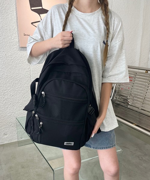 shopnikoniko(ショップニコニコ)の「リュックサック 通学 大容量 黒 韓国 高校生 バッグ 大学生 トラベルバッグ 一泊 軽量 9ポケット リュック(バックパック/リュック・レディース・ブラック/パープル/ブルー/アイボリー・フリー)」の22枚目の写真