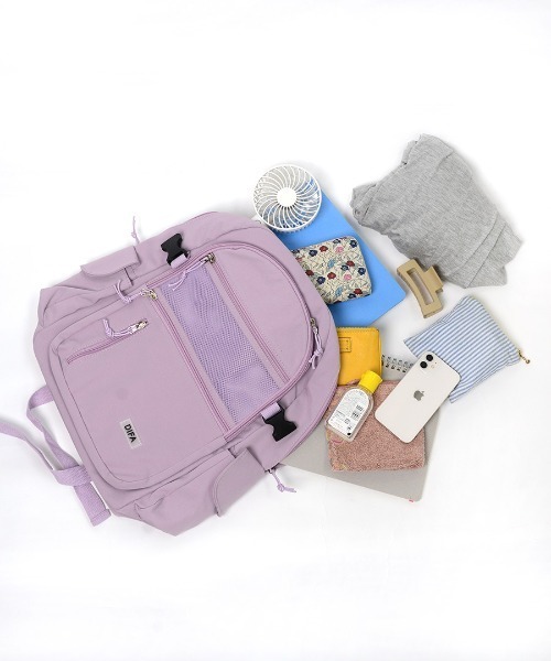 shopnikoniko（ショップニコニコ）の「リュックサック 大容量 黒 通学 韓国 高校生 大学生 トラベルバッグ 一泊 軽量 ９ポケット リュック（バックパック/リュック・レディース・ブラック/パープル/ブルー/アイボリー・フリー）」の6枚目の写真
