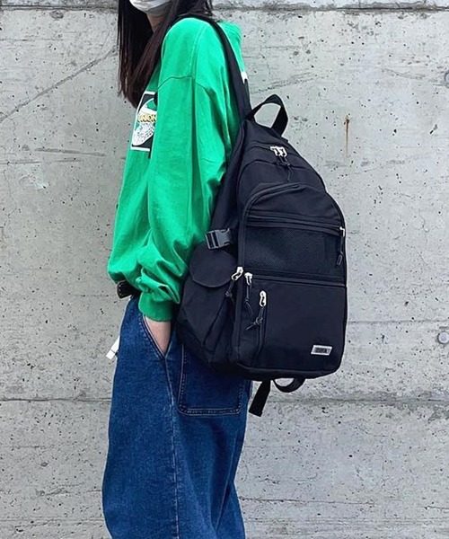 shopnikoniko（ショップニコニコ）の「リュックサック 大容量 黒 通学 韓国 高校生 大学生 トラベルバッグ 一泊 軽量 ９ポケット リュック（バックパック/リュック・レディース・ブラック/パープル/ブルー/アイボリー・フリー）」の7枚目の写真