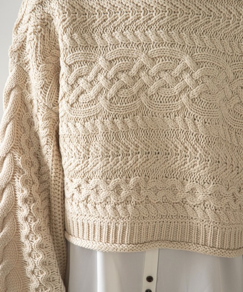 rectangle（レクタングル）の「クロップドケーブルニット（ニット/セーター・レディース・オリーブ/モカ/ナチュラル/ピンク/ベージュ/ブラック・FREE）」の16枚目の写真