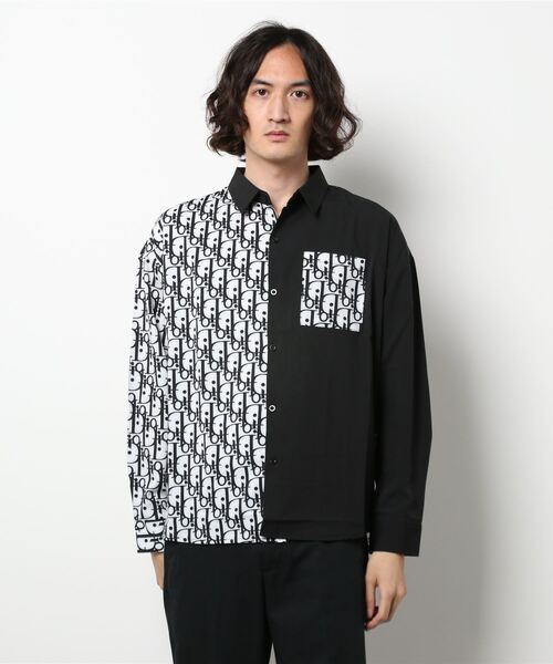 UP START(アップスタート)の「総柄切替オーバーシャツ(シャツ/ブラウス・メンズ・ブラック・LARGE)」の1枚目の写真