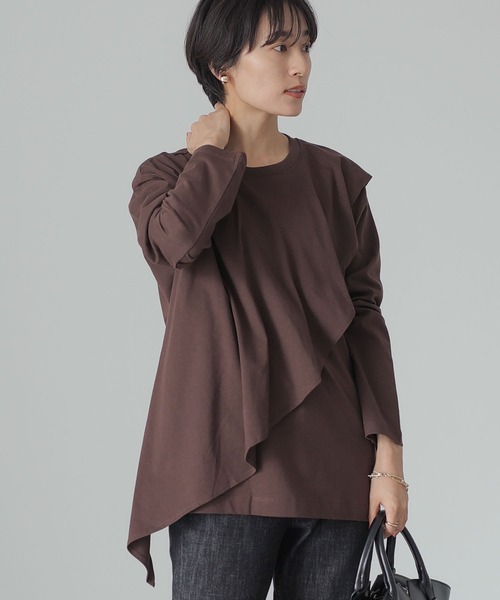 AMERICAN HOLIC(アメリカンホリック)の「フレアラインカットプルオーバー(Tシャツ/カットソー・レディース・ブラウン/ブラック・L/M)」の2枚目の写真