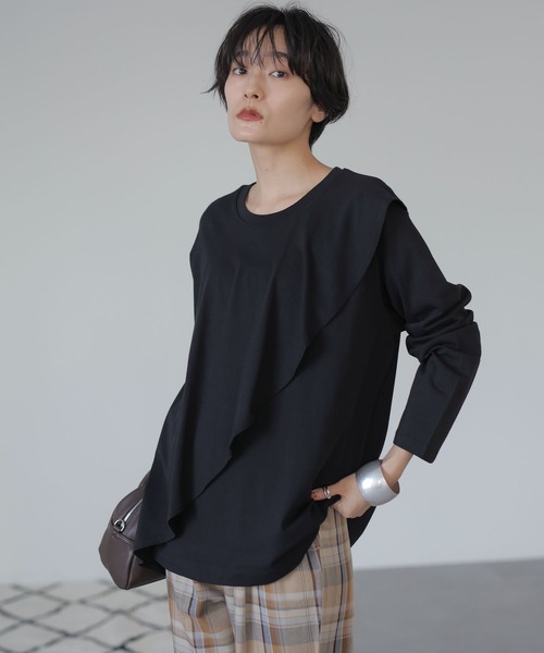 AMERICAN HOLIC(アメリカンホリック)の「フレアラインカットプルオーバー(Tシャツ/カットソー・レディース・ブラウン/ブラック・L/M)」の1枚目の写真