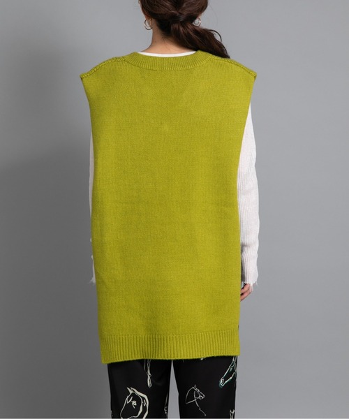 Eimee Law（エイミーロウ）の「編地デザインニットベスト（ベスト・レディース・黄緑系/ライトグレー/ブラック・38）」の14枚目の写真