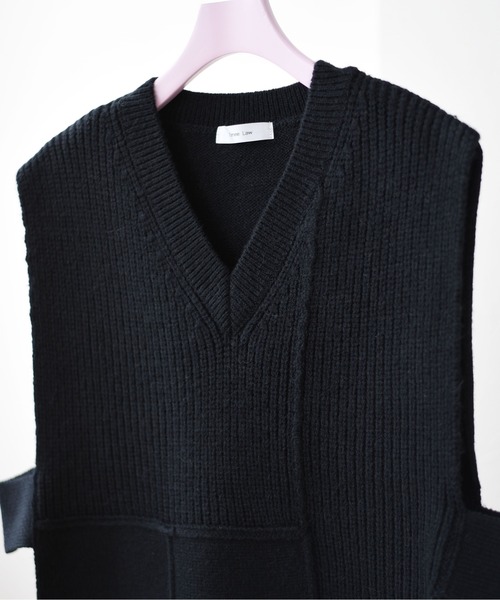 Eimee Law（エイミーロウ）の「編地デザインニットベスト（ベスト・レディース・黄緑系/ライトグレー/ブラック・38）」の20枚目の写真
