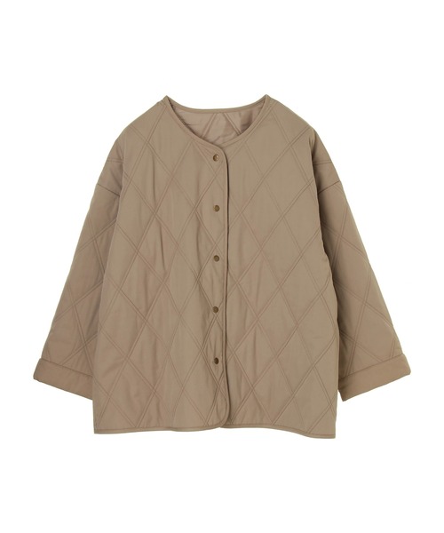 earth music&ecology（アースミュージックアンドエコロジー）の「ノーカラーキルティングコート ＊（ノーカラーコート・レディース・ブラック/ベージュ/カーキ・FREE）」の21枚目の写真