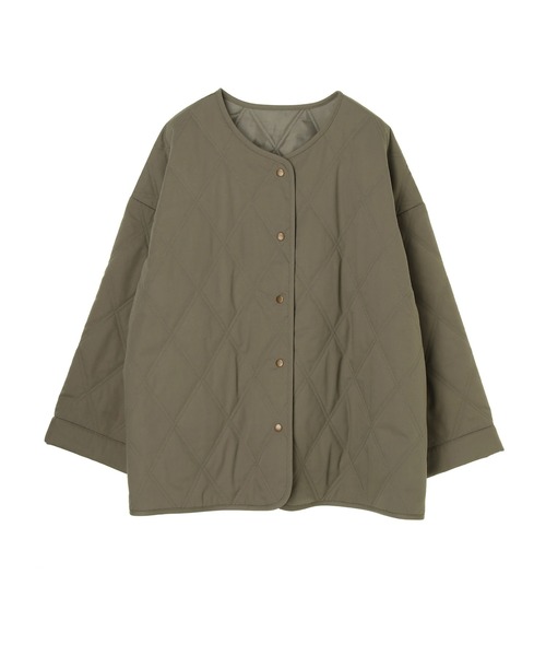 earth music&ecology（アースミュージックアンドエコロジー）の「ノーカラーキルティングコート ＊（ノーカラーコート・レディース・ブラック/ベージュ/カーキ・FREE）」の16枚目の写真