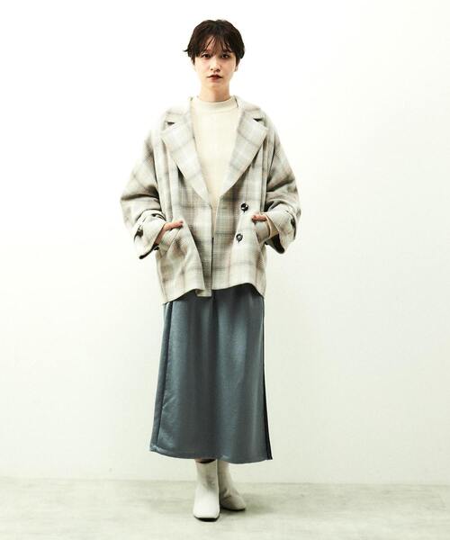 nota（ノータ）の「チェックショートコート（その他アウター・レディース・ネイビー/アイボリー/キャメル・FREE）」の6枚目の写真