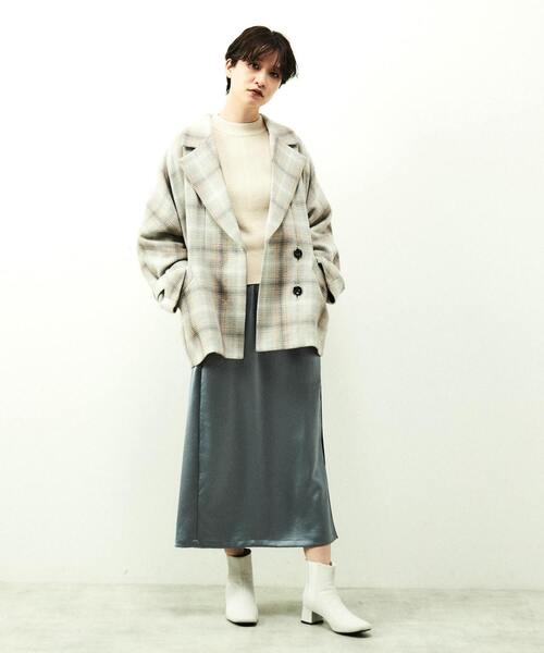 nota（ノータ）の「チェックショートコート（その他アウター・レディース・ネイビー/アイボリー/キャメル・FREE）」の7枚目の写真