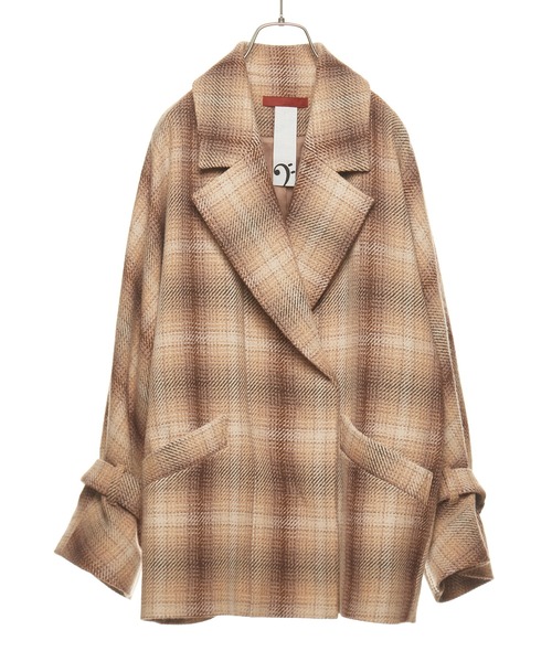 nota（ノータ）の「チェックショートコート（その他アウター・レディース・ネイビー/アイボリー/キャメル・FREE）」の3枚目の写真