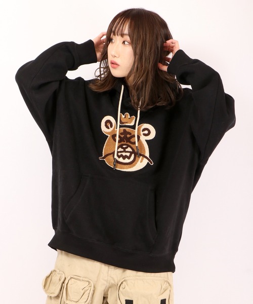 【MISHKA】ベアモップ 裏起毛フーディー