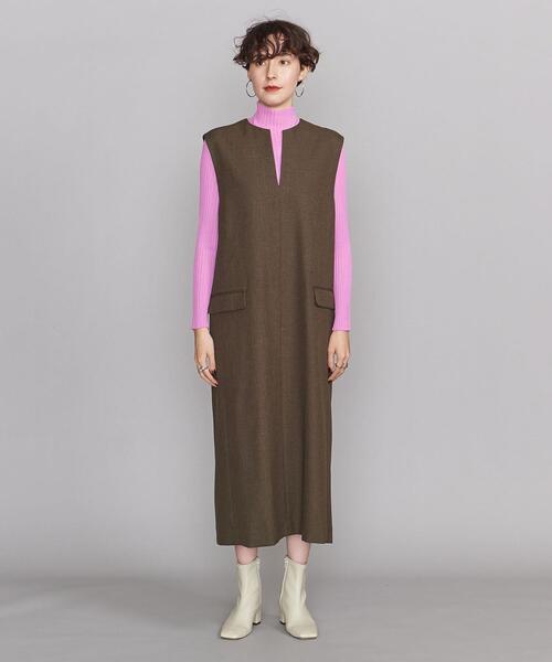 BEAUTY&YOUTH UNITED ARROWS（ビューティーアンドユースユナイテッドアローズ）の「BY ツイードライク キーネックジャンパースカート２ ∴◆（ジャンパースカート・レディース・ダークブラウン/ブラック・S/M）」の4枚目の写真