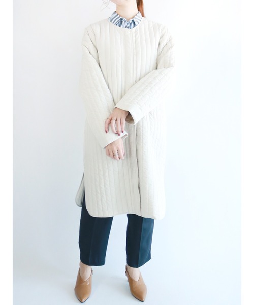 Te chichi(テチチ)の「ボアベスト×縦キルトコートセット(ベスト・レディース・ネイビー/ベージュ・フリ-)」の9枚目の写真