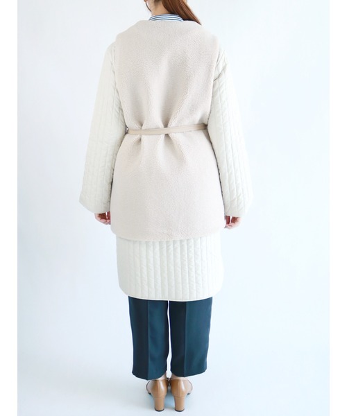 Te chichi(テチチ)の「ボアベスト×縦キルトコートセット(ベスト・レディース・ネイビー/ベージュ・フリ-)」の8枚目の写真