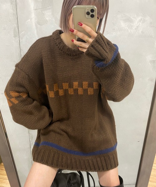 WHO'S WHO gallery(フーズフーギャラリー)の「COOPERカウチンクルー(ニット/セーター・メンズ・チャコールグレー/ブラウン/ネイビー・FREE)」の21枚目の写真