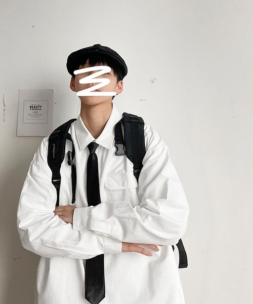 Anuenue（アヌエヌエ）の「メンズ ポケット付き長袖シャツ（シャツ/ブラウス・メンズ・ホワイト/ライトブルー/ブラック/カーキ/ピンク/イエロー/オレンジ/ライトグリーン・2L/3L/4L/M/L）」の2枚目の写真