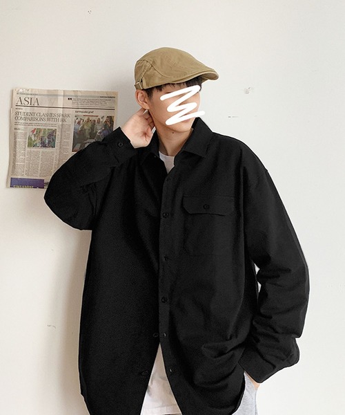 Anuenue（アヌエヌエ）の「メンズ ポケット付き長袖シャツ（シャツ/ブラウス・メンズ・ホワイト/ライトブルー/ブラック/カーキ/ピンク/イエロー/オレンジ/ライトグリーン・2L/3L/4L/M/L）」の3枚目の写真