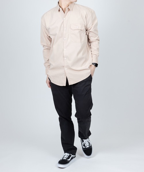 Anuenue（アヌエヌエ）の「メンズ ポケット付き長袖シャツ（シャツ/ブラウス・メンズ・ホワイト/ライトブルー/ブラック/カーキ/ピンク/イエロー/オレンジ/ライトグリーン・2L/3L/4L/M/L）」の15枚目の写真