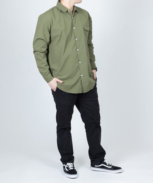 Anuenue（アヌエヌエ）の「メンズ ポケット付き長袖シャツ（シャツ/ブラウス・メンズ・ホワイト/ライトブルー/ブラック/カーキ/ピンク/イエロー/オレンジ/ライトグリーン・2L/3L/4L/M/L）」の18枚目の写真