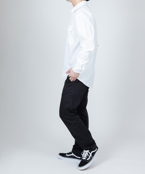 Anuenue（アヌエヌエ）の「メンズ ポケット付き長袖シャツ（シャツ/ブラウス・メンズ・ホワイト/ライトブルー/ブラック/カーキ/ピンク/イエロー/オレンジ/ライトグリーン・2L/3L/4L/M/L）」の10枚目の写真