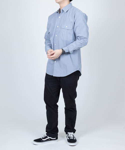 Anuenue（アヌエヌエ）の「メンズ ポケット付き長袖シャツ（シャツ/ブラウス・メンズ・ホワイト/ライトブルー/ブラック/カーキ/ピンク/イエロー/オレンジ/ライトグリーン・2L/3L/4L/M/L）」の22枚目の写真