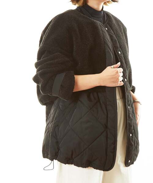 nota（ノータ）の「キルティングボア（その他アウター・レディース・ブラック/アイボリー・FREE）」の2枚目の写真
