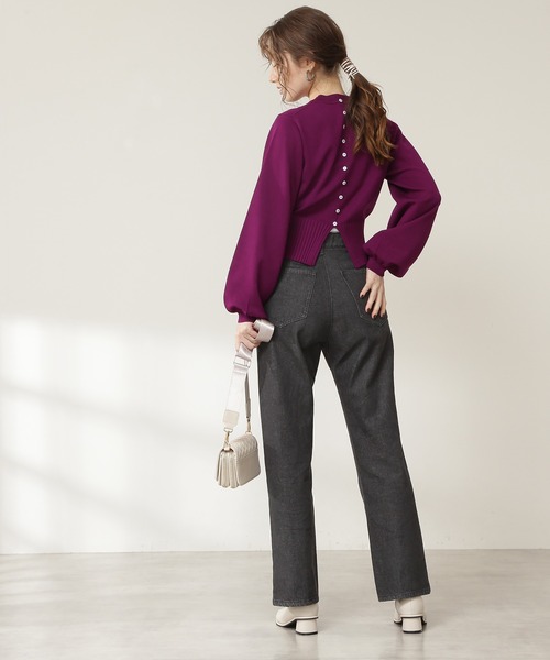 N.（N. Natural Beauty Basic）（エヌエヌナチュラルビューティーベーシック）の「◆バックボタンスリットニット（ニット/セーター・レディース・ダークブラウン/パープル/オフホワイト/ブルー・MEDIUM）」の19枚目の写真