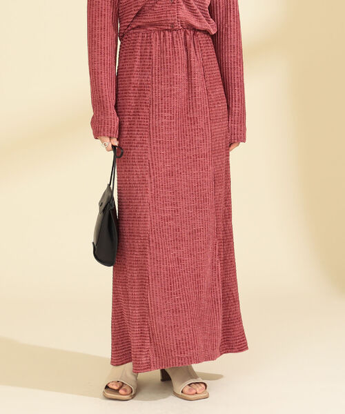 Ray BEAMS（レイビームス）の「Ray BEAMS  / ベロア ボーダー スカート（スカート・レディース・ブラック/レッド系その他・ONE SIZE）」の5枚目の写真