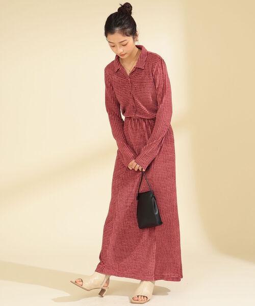 Ray BEAMS（レイビームス）の「Ray BEAMS  / ベロア ボーダー スカート（スカート・レディース・ブラック/レッド系その他・ONE SIZE）」の7枚目の写真